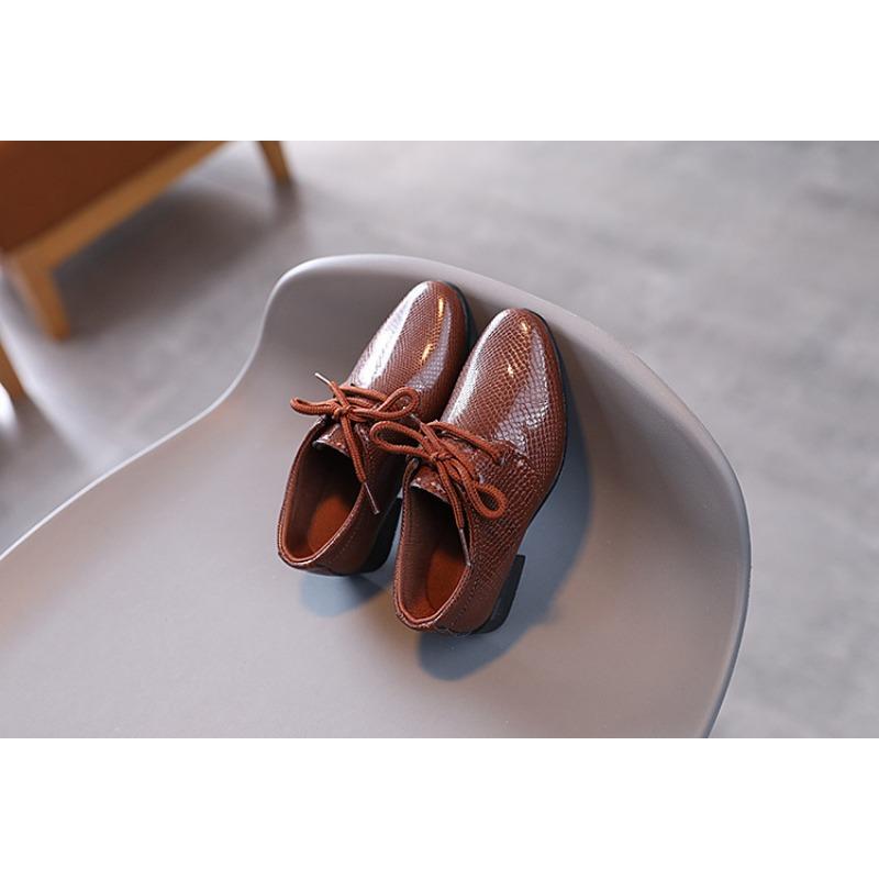 Scarpe in Pelle da Ragazzo Primavera e Autunno Nuove Stile Britannico Stringate Scarpe Singole per Bambini Scarpe Nere da Performance per Bambini e Studenti