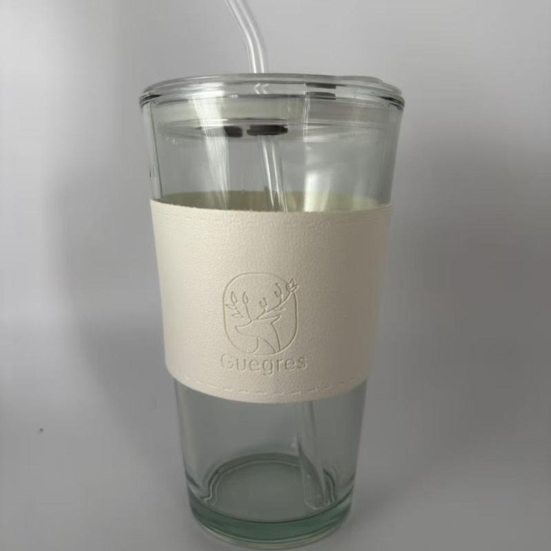 

Высококачественная стеклянная кружка с соломинкой и логотипом - стильный сувенир в бамбуковом дизайне 350-450ml