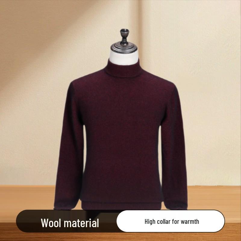 Men's Thick Cashmere Wool Sweater - Loose Fit, Round/Half-High Neck Pullover