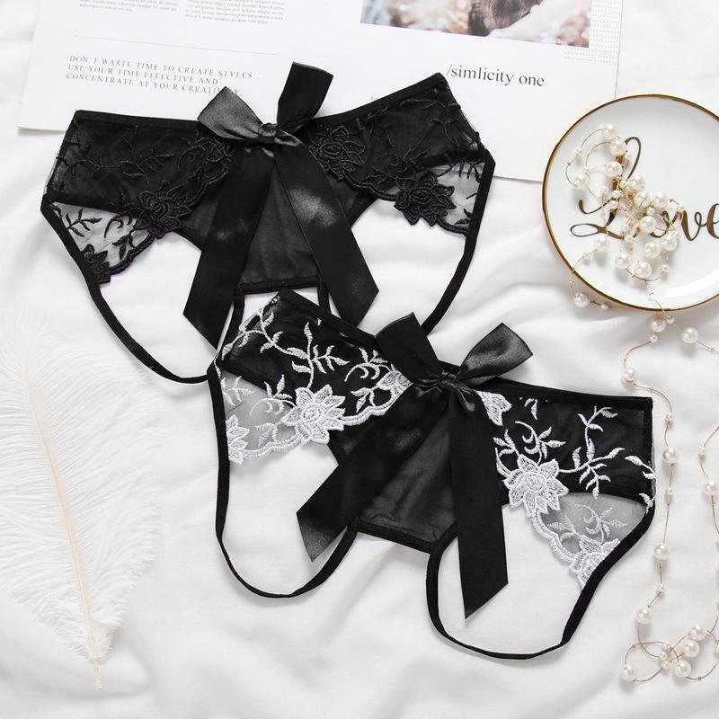 Women's Underwear Transparent Real Shot Sexy Embroidery Open-file Temptation Briefs Beautiful Buttocks Low Waist Pants 3017