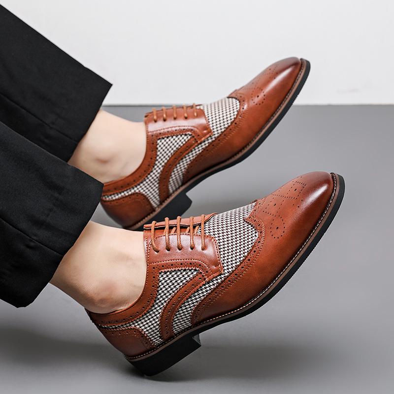 2025 Designer Brand High-end Brogue Shoes Elegant Brown Men's Banquet Dress Shoes Low Top Lace Up Men's Business Work Shoes