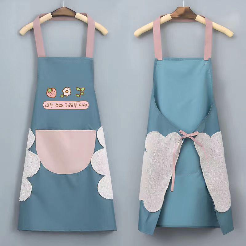 Waterproof Oil-Proof PVC Kitchen Apron with Wipe Hands Feature