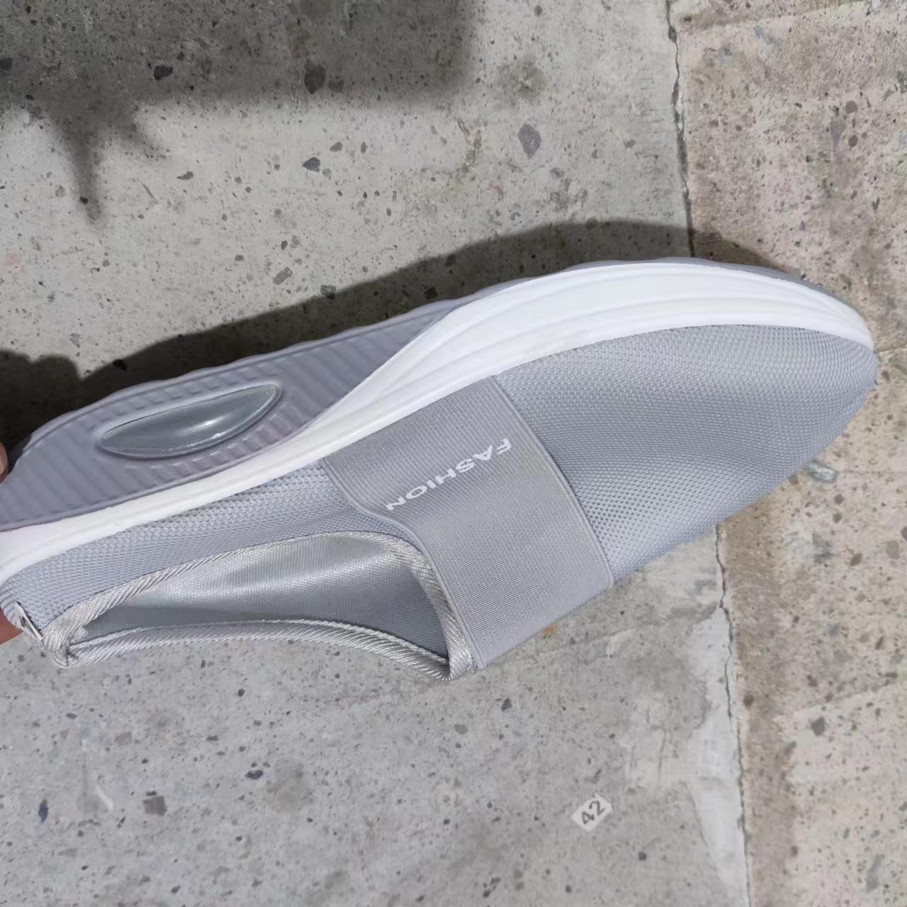 

2025 лето внешняя торговля большой размер ленивые сланцы на одной педали сумка голова сетка толстая подошва тапочки женские европейские и американские тапочки на танкетке женские 35 серый