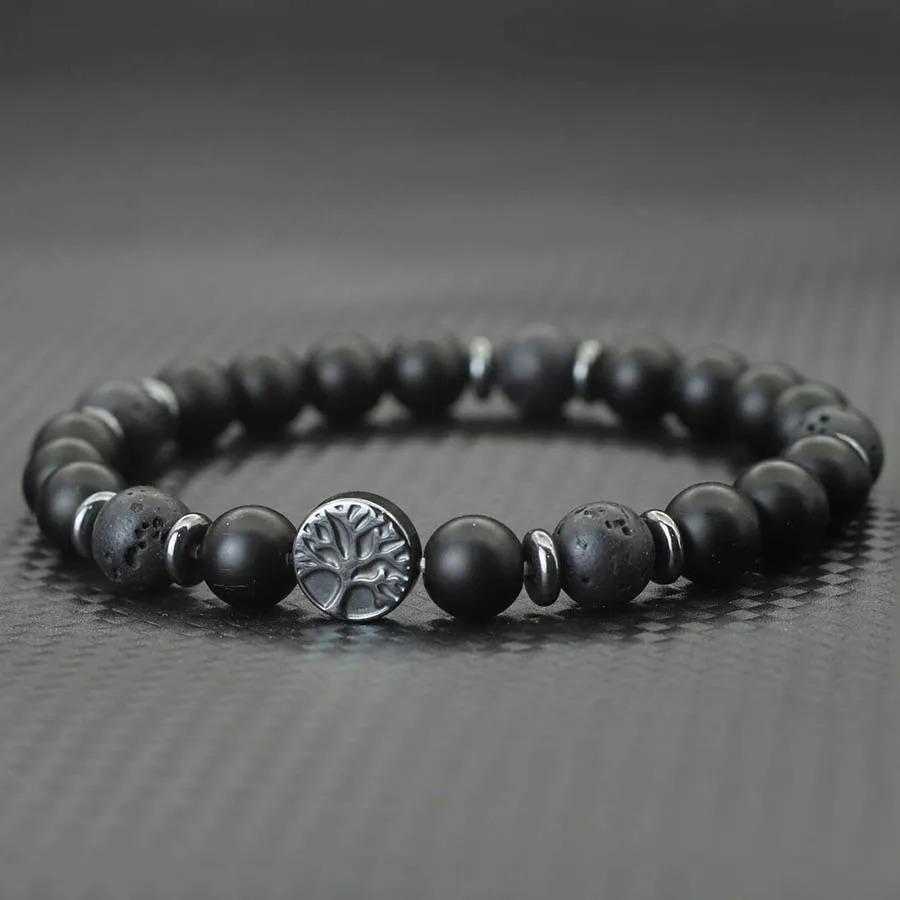 2026 Nytt Herrarmband Handgjort Livets Träd Armband Naturliga Tig ögon Lavasten Pärlarmband