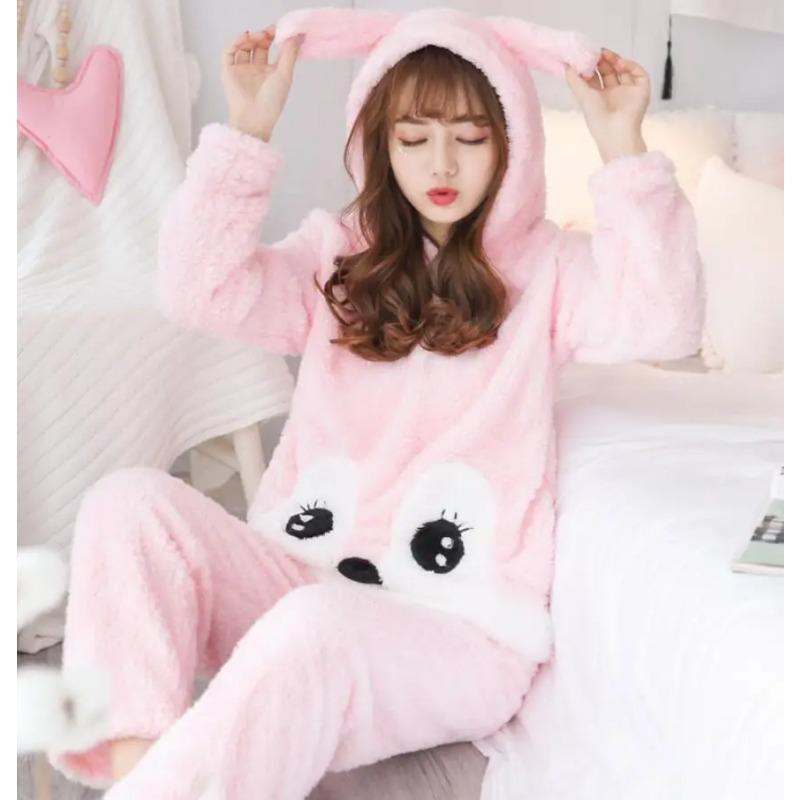 Winter Thick Warm Flannel Pajamas Sets for Women Sleepwear Home Clothing Pajama Home Wear Pyjamas Set