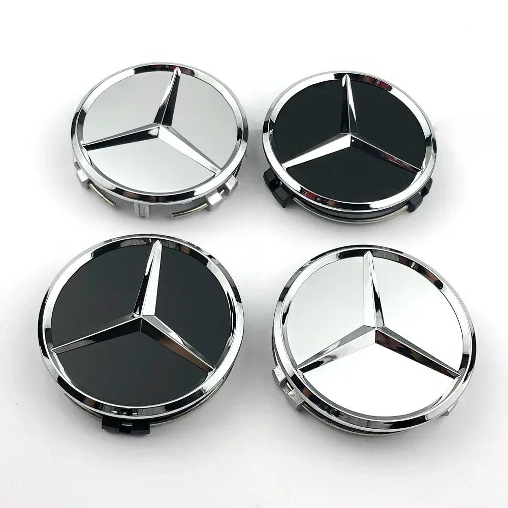 DFN1 Mercedes Benz wheel center cap 4pcs black 75mm Hubcap For Mercedes w204 w211 w205 W212 amg w203 w213 w124 w176 w177 accessories