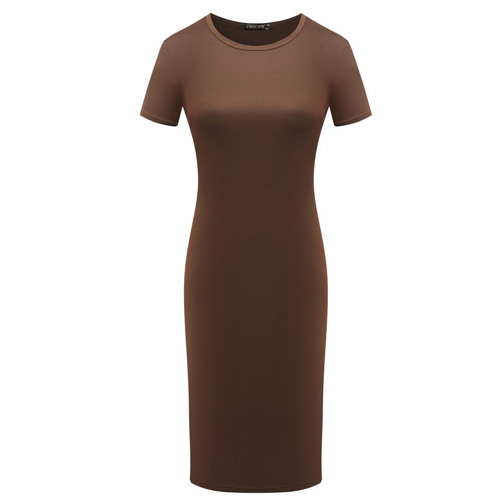 Sexy Round Neckline Skirt Fashion Short-sleeved Mini Dress Tight-fitting Hip Skirt