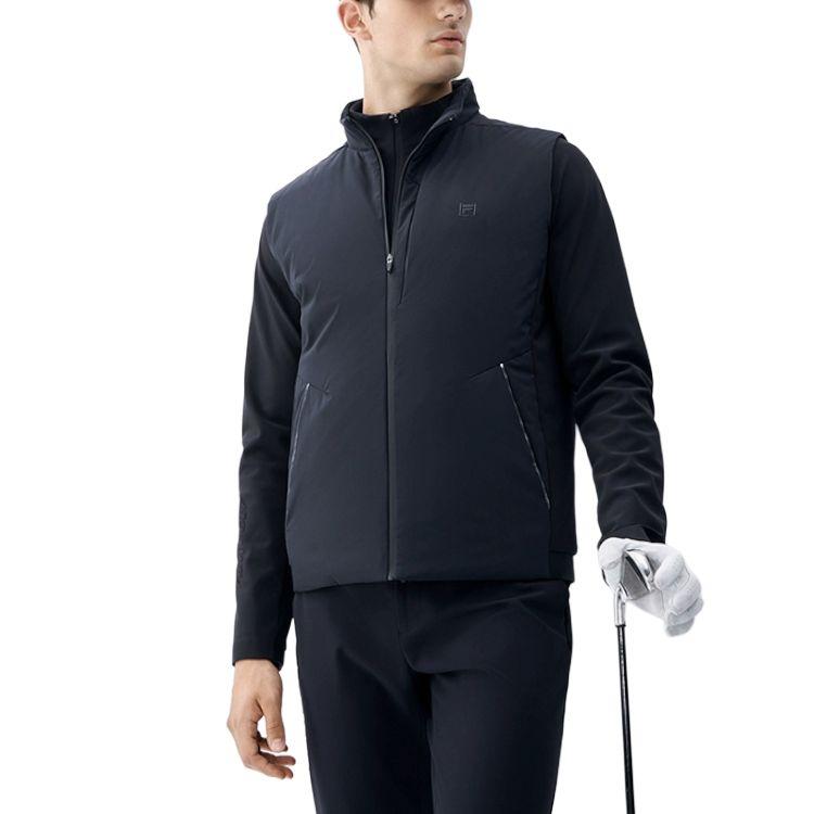 Fila Athletics Lightweight Solid Color Two-Piece Down Jacket Men Outerwear Deep-Black A11M245910FBK
