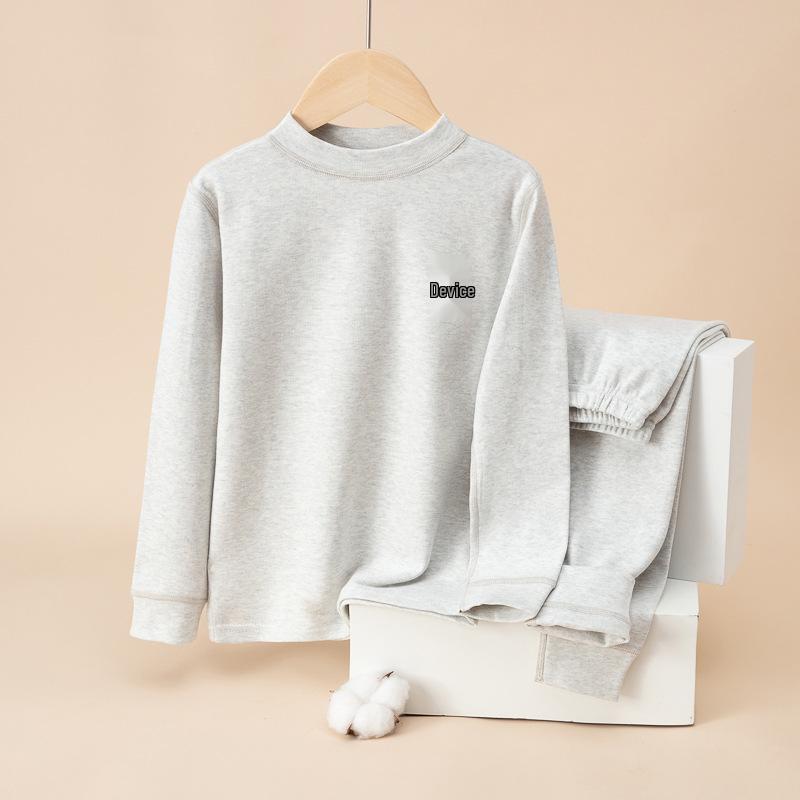 Children's Warm Autumn/Winter Underwear Set for Medium and Large Kids – Cozy Brushed Cotton Top & Trousers, Unisex, Thickened Two-Piece Set