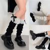 Winter Autumn Twist Cable Knitted Leg Warmers Cute Bowknot Ruffled Lace Foot Covers Middle Tube Calf Socks for Women