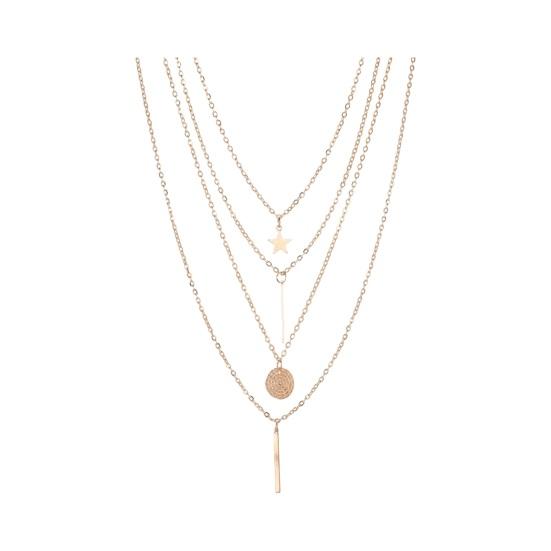 Women Necklace Three-layer Hip Hop Style Adjustable with Extended Length Hollow Chain Round Pendant Lady Clavicle Necklace Neck Jewelry
