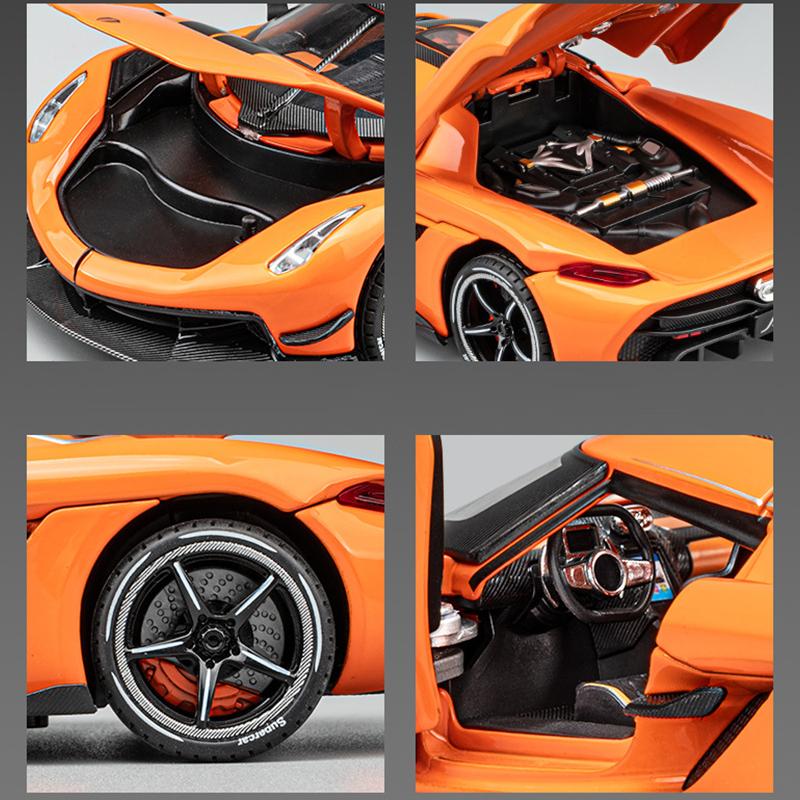 1:24 Jesko Alloy Sports car Model Diecasts Metal Racing Car Model High Simulation Sound Light Pull Back Kid Toy Birthday Gift Co