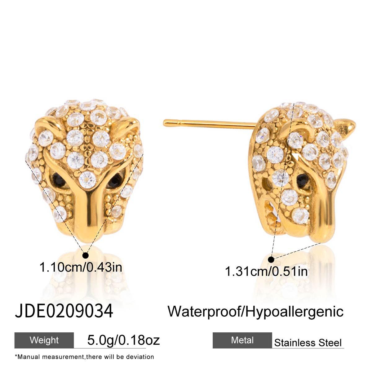 Youthway Vintage Zirkon Leopard Ohrstecker für Damen Minimalistische Goldbeschichtete Edelstahl-Ohrringe Modeschmuck Geschenk beige