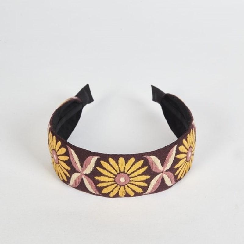 LALA Sunflower Embroidered Hairband P-Wine