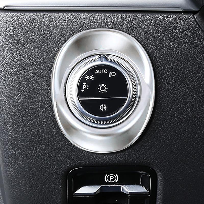 Carbon Fiber Color Car Headlight Switch Button Frame Head Lamp Trim For Mercedes Benz C Class W206 -23 Interior Accessories