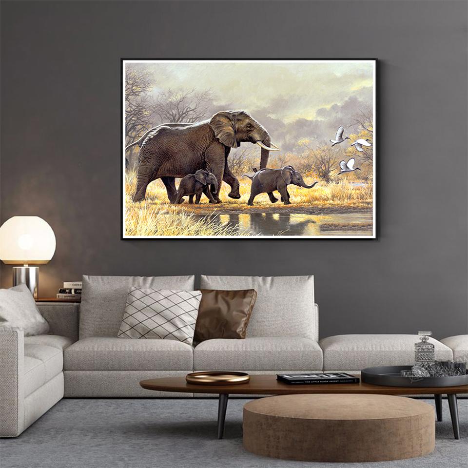 5D DIY-diamantmålning Djurelefant Strasskonstbild Full diamantbroderigåva Inlagd mosaik Heminredningssats