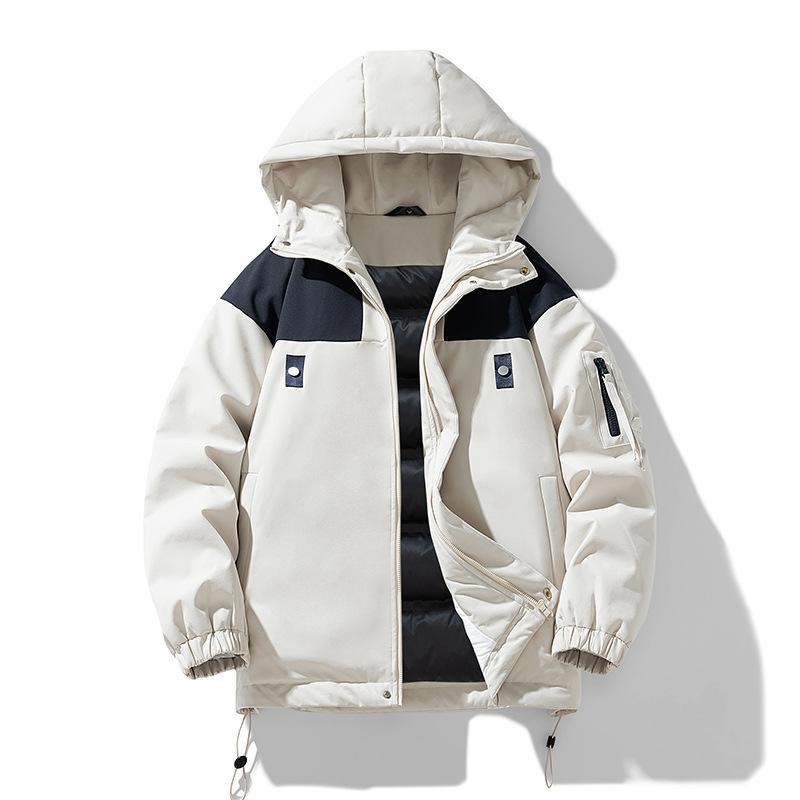 Pánská zimní zateplená bunda pro americký pár s kapucí, teplá sametová zateplená bunda