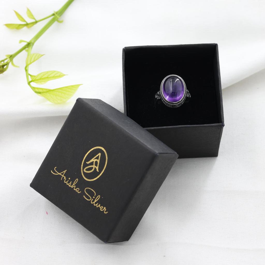 Amethyst Silver Ring, February Birthstone Jewelry, 925 Sterling Silver Handmade Jewelry, Unisex Ring Ar8949
