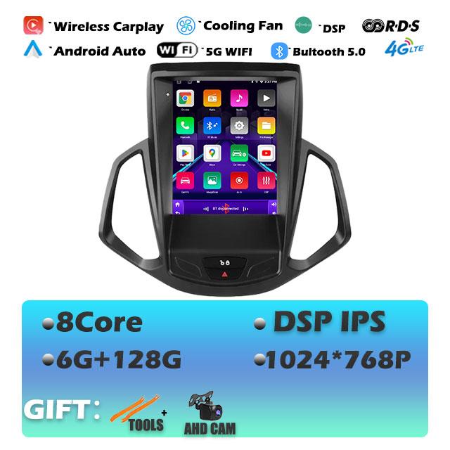 9.7 Lnch For Ford EcoSport 2013-2017 Android 14 Car Radio Auto Multimedia Player IPS Tesla Vertical GPS Carplay Stereo DVR