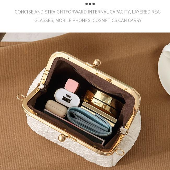 Damen Plissee Muschel Tasche Damen Tasche Umhängetasche Handy Tasche Perlen Handtasche Mini Tasche