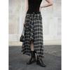 French Style Black & White Plaid Skirt