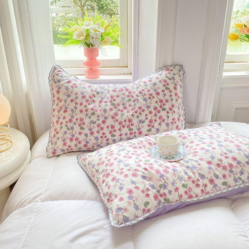 Floral Pillow Case Bathroom Household Washable Removable 48x74cm Pillowcase Breathable Four Season Pillows Cover Skin-friendly