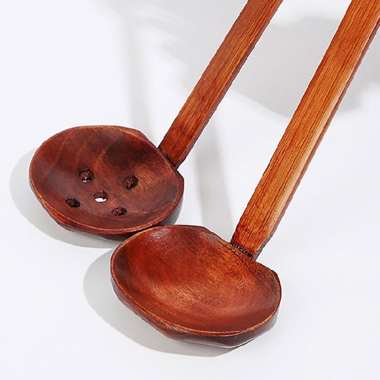 Noodles Soup Spoon Strainer Kitchen Ladles Soup Spoon Wood Serving Spoons Cooking Utensils with Long Straight Handle