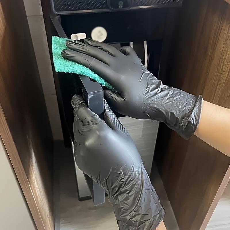Durable Disposable Black Thickened Nitrile Gloves - Oil-Resistant
