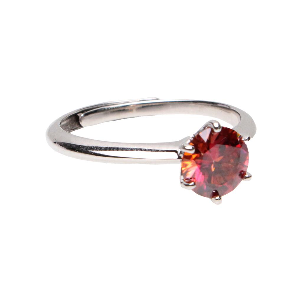 Bien Vetu Red Moissanite Ring 1 Carat Simple 178
