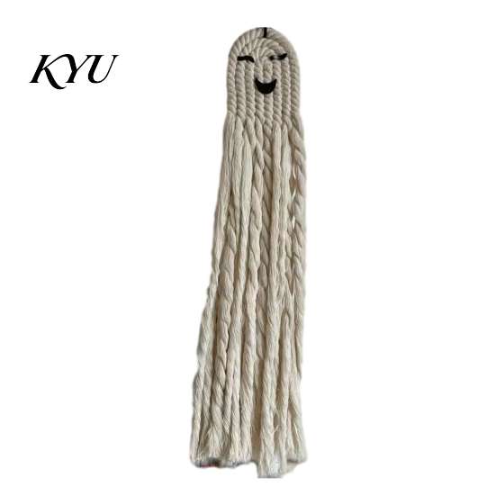 Bohemian Ghost Wall Decor Handmade Cotton Rope Hanging Ornament for Halloween, Indoor Outdoor Rustic Festive Atmosphere Props Pendent Front