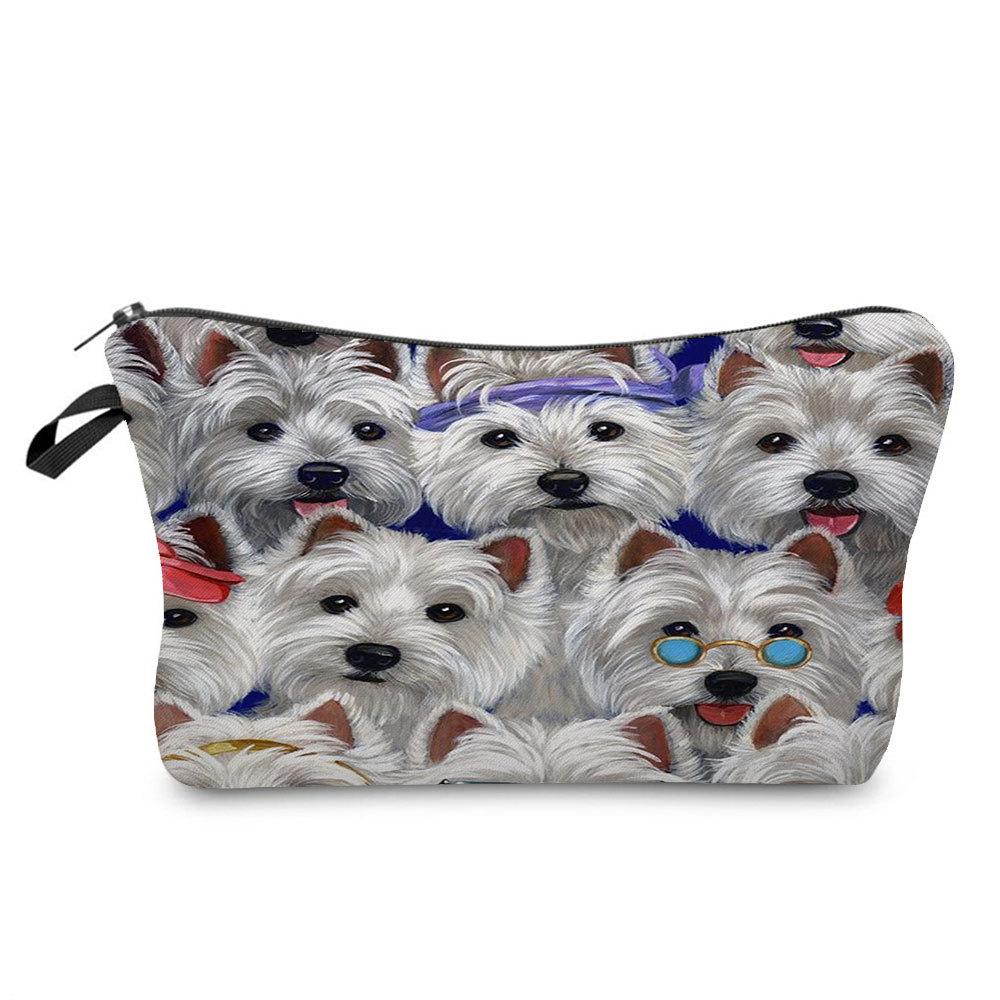 Women Dog Print Cosmetic Bag Toiletries Organize Travel Storage Case 6774