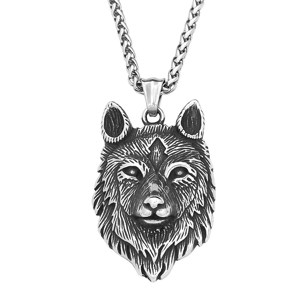 Nordic Vikings Wolf Tooth Pendant Necklace 316L Stainless Steel Hip Hop Rock Fashion Leather Rope Chain Jewelry Gifts