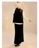 Spring Chinese Style Lychee Embroidery Velvet Vest & Skirt Set for Women
