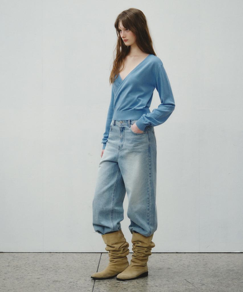 CITTA Wool Blended Pullover Wrap Knit_Ctk263(Sky Blue)