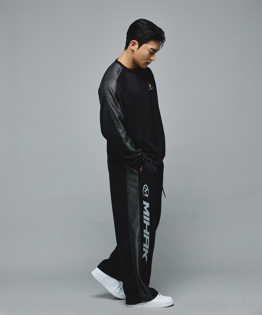 Mihag Sponsor Logo Mesh Jersey Wide Pants (Black)