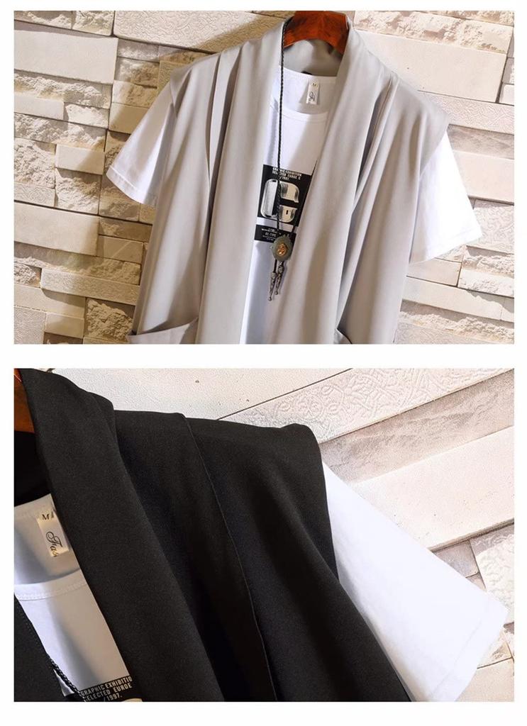 Trysimple Sleeveless Summer Lightweight Solid Slightly for and Fall F19 Men's Cardigan, Jacket, Color, Elastic, Spring, Summer, (Size 4XL, Black)