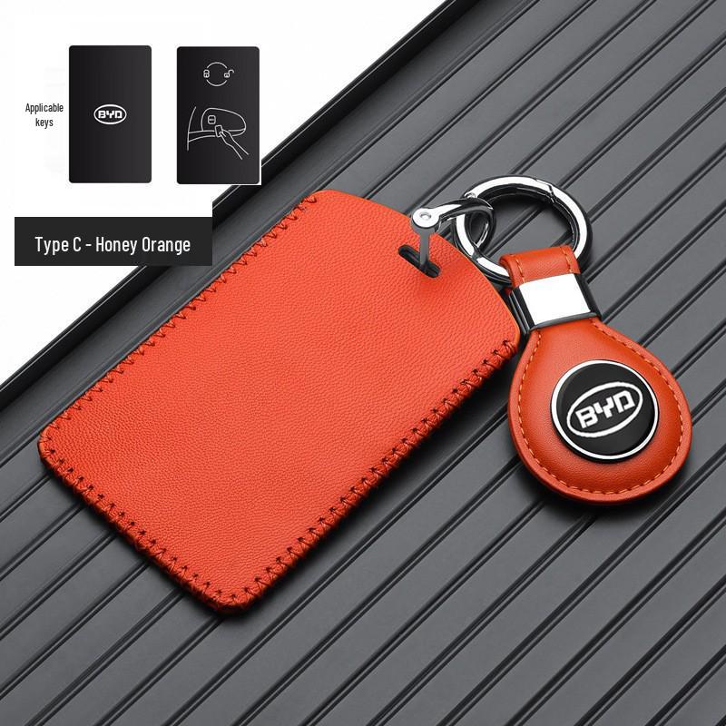 BYD Han EV Key Case: Genuine Leather for Dolphin, Qin PLUS, Song Pro, Tang - New Energy Car Key Bag