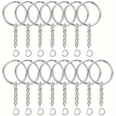 100 Stück 2,5 cm glatter runder Schlüsselanhänger mit Kettenring DIY Schmuckzubehör Schlüsselring mit Verlängerungskette offener Ring Einzelring Schlüsselanhänger Taschenanhänger