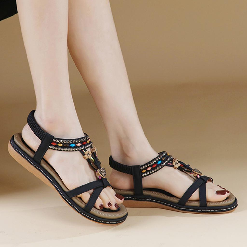 Boho Sandals Spring And Summer Diamond Flat Sandal For Women Comfortable And Versatile Shoes Sandalias De Mujer Verano 2026