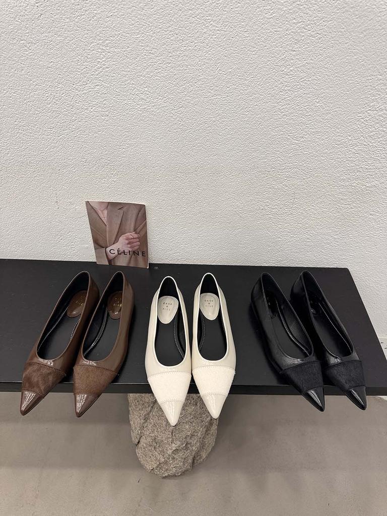 fashion Pointed Toe Women Loafers Autumn Spring Dress Shoes 2024 New Arrivals Casual Black Brown White Flock Fashion Slip On Office Shoe