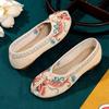 Woman Flat sole Canvas Embroidered Shoes Ethnic Style Shallow Slip On Round Toe Light Hanfu Shoes Middle Aged And Elderly Shoes