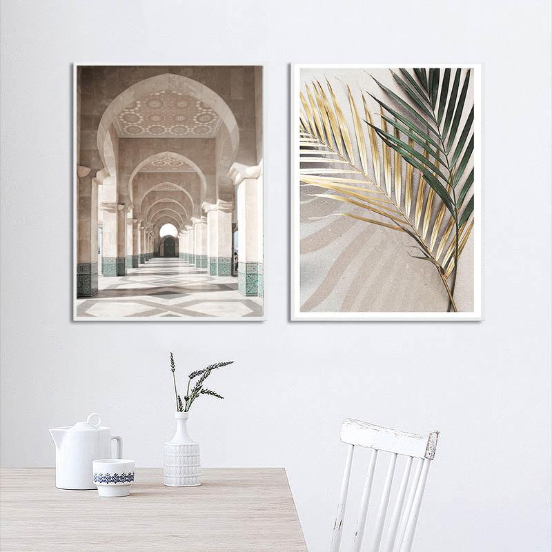 Bismillah Islamic Canvas Painting Architecture Wall Art Allha Religious Pictures for Interior Frameless Poster Prints No Frame