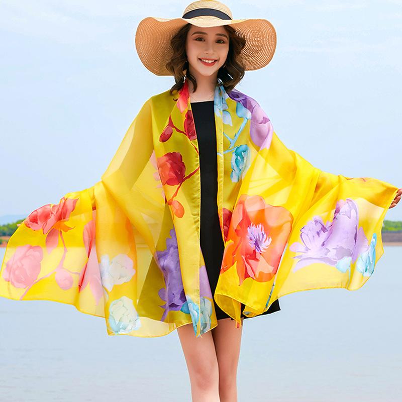 გაზაფხული/ზაფხული ახალი ქალის აბრეშუმის შარფი 90 * 90 სმ სიმულირებული აბრეშუმის ტილო კვადრატული შარფი მოდური პრინტიანი დიდი კვადრატული შარფი პროფესიონალური შარფი