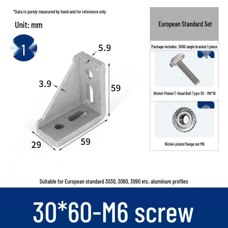 Aluminum 90° Corner Bracket Connector for 4040/2020/3030 Profiles