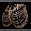 Rhinestone butt skirt chain, super flash hollowed-out sexy skirt costume body chain for women