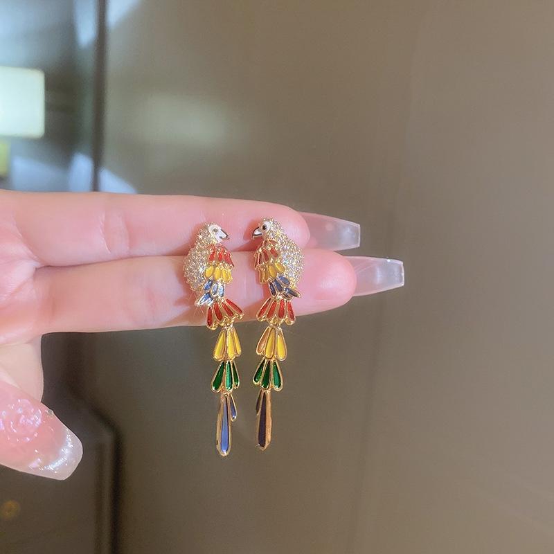 Mode Vintage Ölgemälde Stil Imitiert Barock Perlenblumen Ohrringe Tropfglasur Ohrring Damen Zart Hochwertige Accessoires