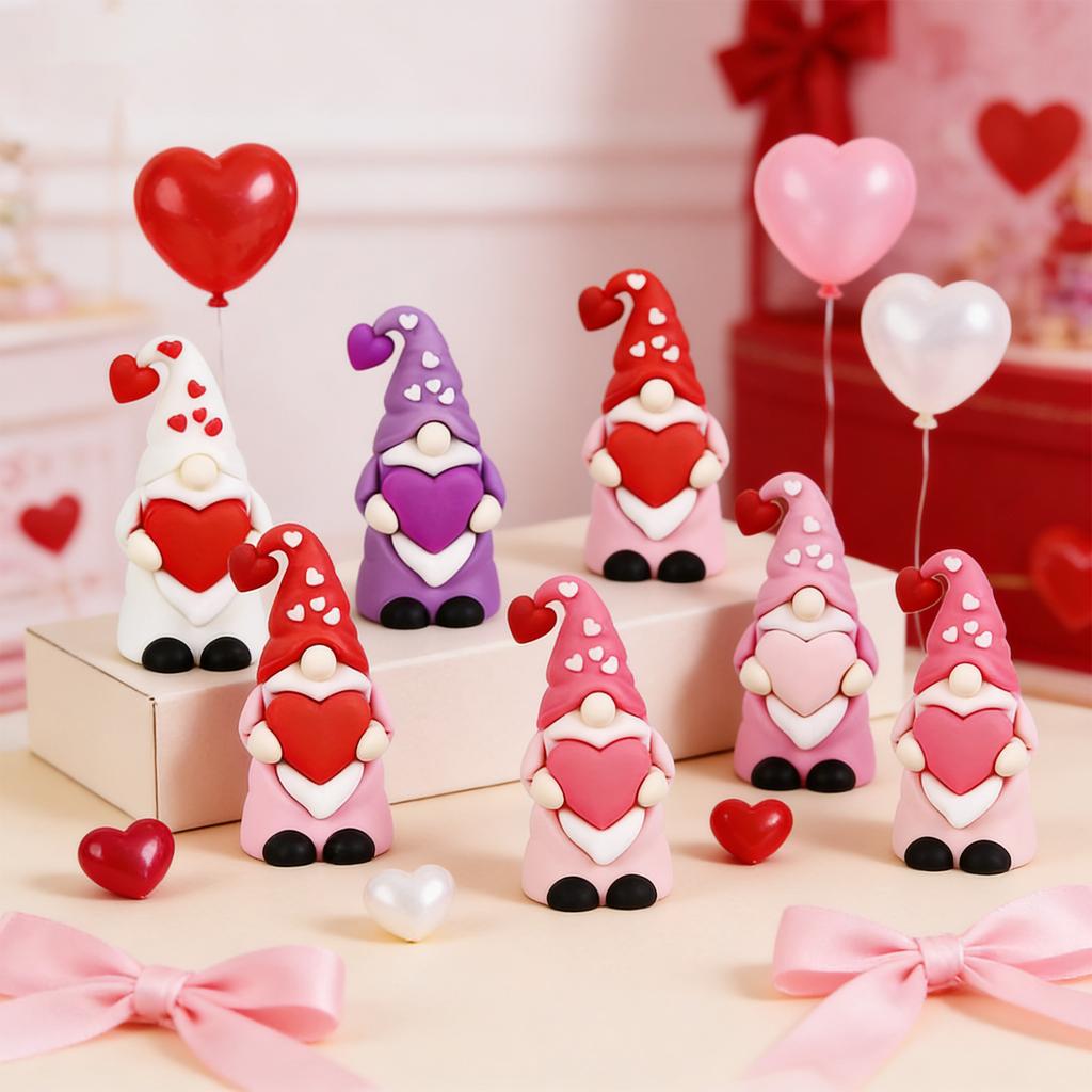 Valentine's Day Gnomes Figures –Cute Gnome Decorations, Valentine's Day Heart Gnomes Figurines, Valentine's Day Collectible Figurines For Home