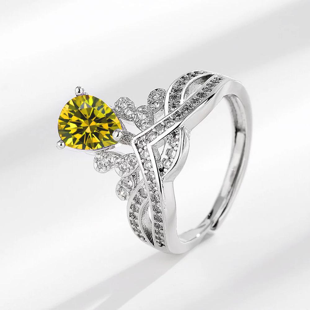 2026 Fashion Jewelry Full Diamond Premium Crown Women's Ring Temperament Set Light Luxury Ring Women