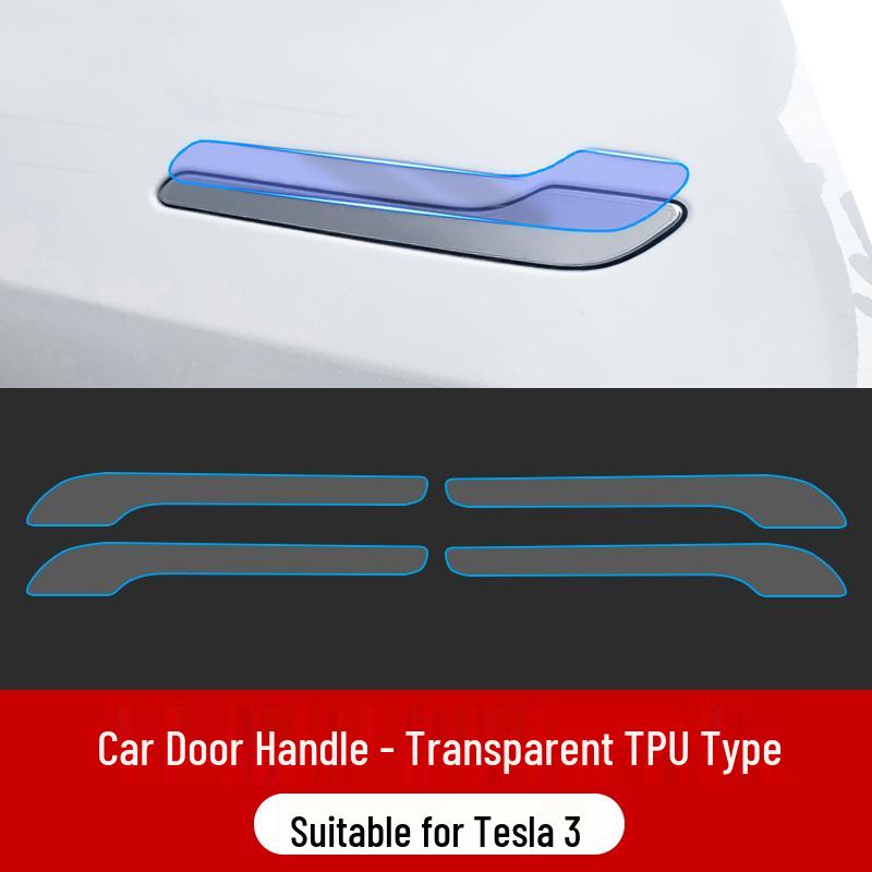 Carbon Fiber Door Handle Stickers for Tesla Model 3/Y: Scratch-Resistant Decorative Accessory