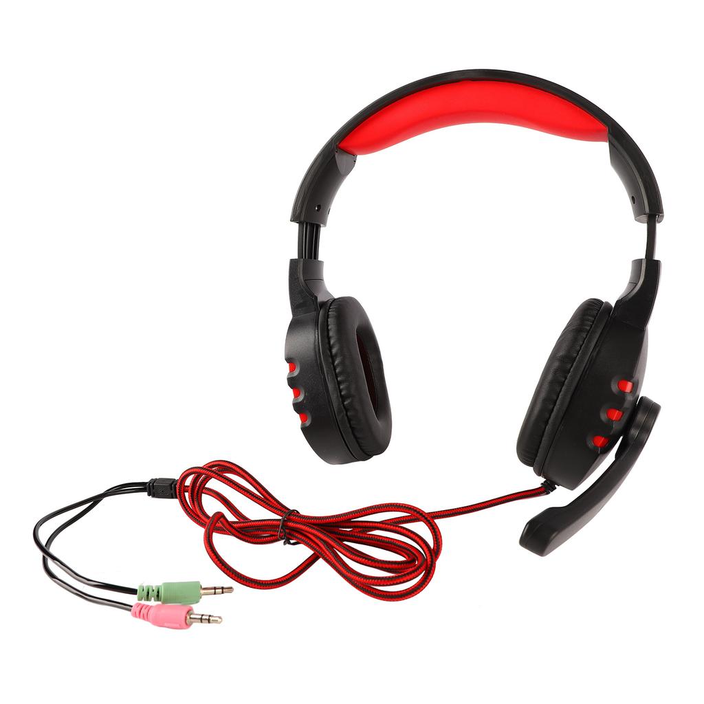 Wired Headphone Noise Canceling Adjustable Headband Over Ear Gaming Headset with Mic for Laptop PC